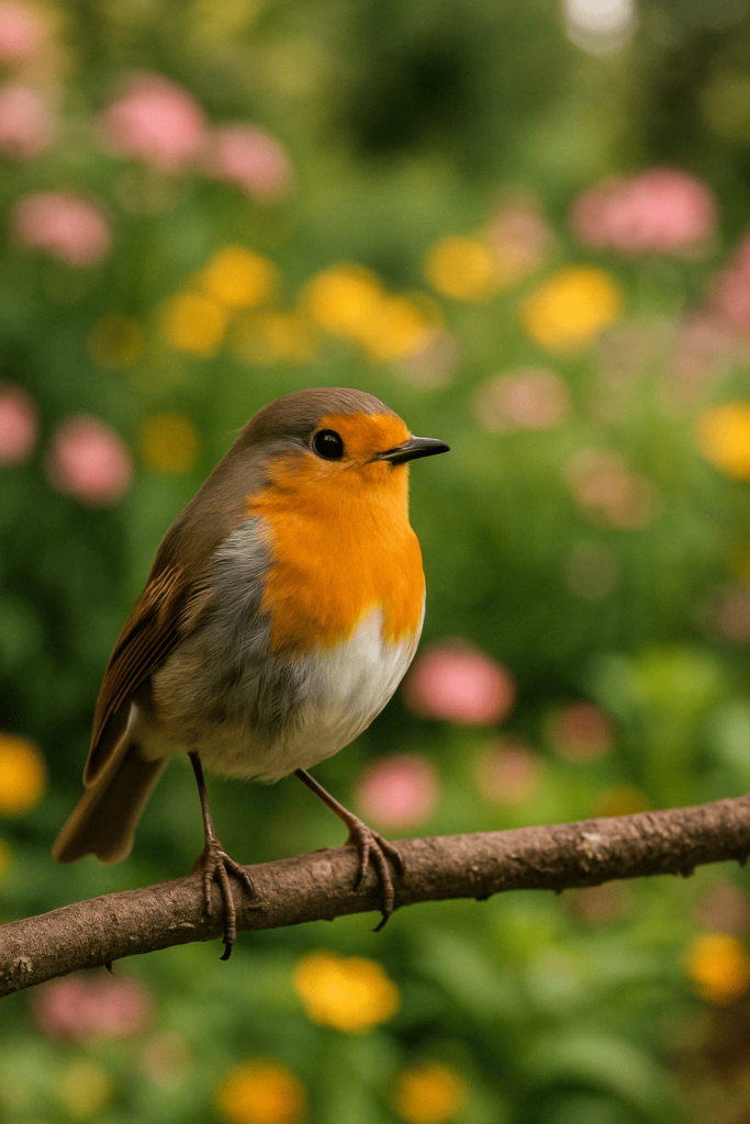 Un rouge-gorge sur une branche d'arbre